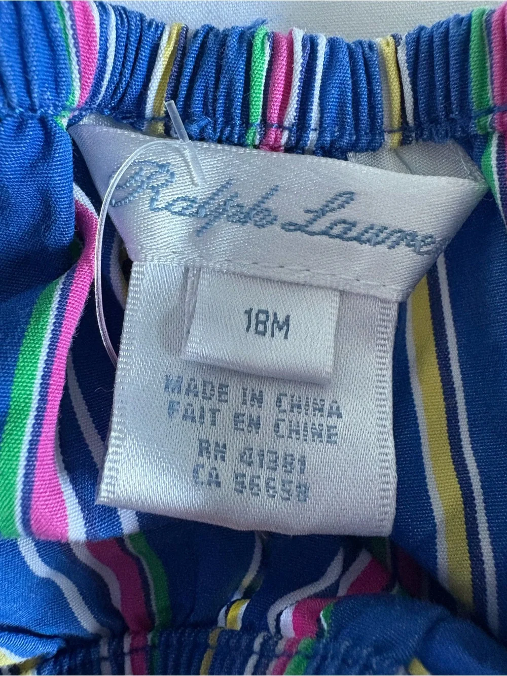 Ralph Lauren Navy Multi-Stripe Button Front Dress with White Collar